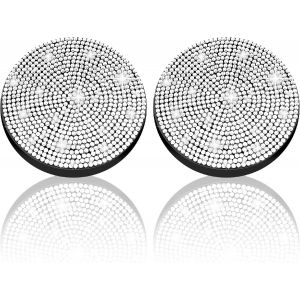 (Argent) Jolis Dessous De Verre Pour Voiture, Lot De 2, Dessous De Verre Universels Pour Porte-Gobelets De Voiture, 7 Cm De Diam&egrave;tre, En Silicone Antid&eacute;rapant, Orn&eacute;s De Strass Scintillants. Accessoi - Neuf