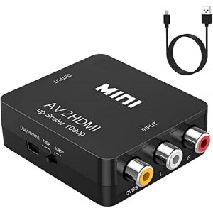 MEVRONISSHOP-Convertisseur Vid&eacute;o RCA vers HDMI, AV vers HDMI, 1080P, Compatible PAL/NTSC, avec C&acirc;ble USB pour PC Portable, Xbox, PS4, PS3, TV, STB, VHS, VCR - Neuf