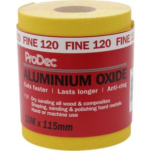Rouleau de 10 m de papier abrasif jaune, oxyde d`aluminium, grain 120 fin pour poncer bois, peinture, joints, métal et plus, papier abrasif compatible avec les ponceuses électriques - Neuf