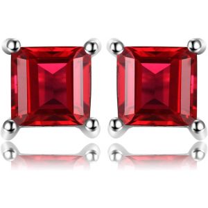 Boucles D'oreilles Carré Véritable Améthyste,Clous D'oreilles Argent 925.[X2884] - Neuf