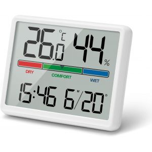 ERYI-4.5"" Reveil Numerique À Piles Lcd Portable, Mini Horloge Numérique Avec Température Humidité Date Alarme Fonction Snooze, Réveil Digitale Avec Hygromètre Thermomètre D'Intérieur - Neuf