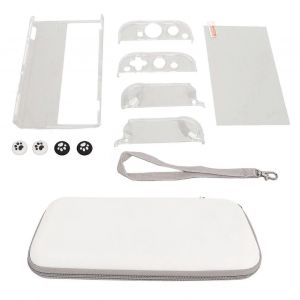 Console De Jeu Kit De Protection &Eacute;tui De Transport &Eacute;tui Transparent &Eacute;cran Film Tremp&eacute; Silicone Joystick Couvercles Pour Interrupteur Oled Gris - Neuf