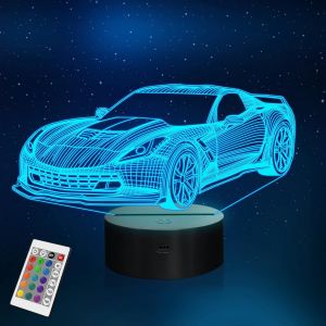 Senior-Veilleuse De Voiture 3d Led Illusion Voiture De Course 16 Couleurs Avec T&eacute;l&eacute;commande Cadeau Cr&eacute;atif Pour Gar&ccedil;on[L1142] - Neuf