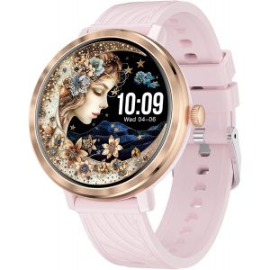 Montre Connect&eacute;e Femme, 1.19"" AMOLED Smartwatch avec Appels Bluetooth, Moniteur de Sommeil, SpO2, Fr&eacute;quence Cardiaque, 100+ Modes Sport, IP68 &Eacute;tanche Tracker d'Activit&eacute; Compatible Android iOS Or - Neuf