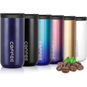 Tianyi-Tasse De Caf&eacute; Isotherme 350ml/500ml, Mug Isotherme De Voyage Avec Couvercle Rabattable Tasse A Caf&eacute; Ou The, Tasse &Agrave; Caf&eacute; Isol&eacute;e &Agrave; Double Paroi,Bouteille D'eau Isotherme Acier Inoxydable - Neuf