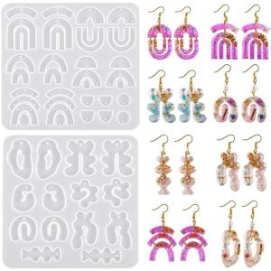 Lot De 2 Moules En R&eacute;sine &Eacute;poxy Pour Bijoux - Pendentif - Boucles D'oreilles - Moule En Silicone - Forme Irr&eacute;guli&egrave;re - Moule En R&eacute;sine Coul&eacute;e - Cristal - Pour Bricolage - Style 2 - Neuf