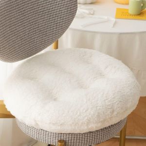 Coussin de chaise carr&eacute; et rond (blanc, 40 x 40 cm) en laine d'agneau douce et &eacute;paisse, id&eacute;al pour la maison et le bureau. - Neuf