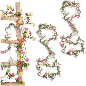 ERYI-2Pcs Plantes Artificielles Interieur Marguerite Rose Clair, 200Cm Fleur Artificielle Decoration Mariage, Marguerite Artificielle Guirlande Pour La Décoration Intérieure Balcon Fenêtres - Neuf
