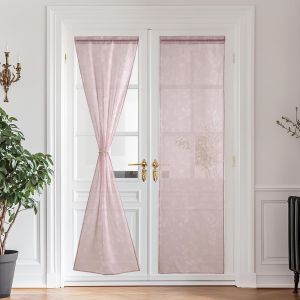 Eryi-Rideau Voilage - Rideaux Rose Avec Motifs Floraux Blanc Pour Interieurs Fenêtre Porte Decoration Printemps Maison Moderne Passe Tringle, Lot De 2, 60 Cm Largeur Sur 240 Hauteur - Neuf