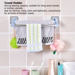Hjlian Porte-Serviettes De Cuisine Et Salle De Bain, Double Support De Rangement Suspendu En Acier Inoxydable (Bleu) - Neuf