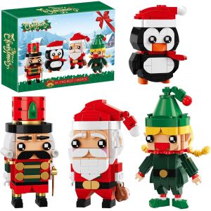Ensemble de blocs de construction pour décoration de Noël, Père Noël, Casse-Noisette, Elfe, Pingouin, Cadeau de fête pour enfants, Convient aux enfants de 6 ans et plus - Neuf