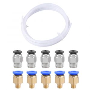 3 Mètres 3D Imprimante PTFE Téflon Tube,avec 5 Pièces PC4-M6 Pneumatique Connecteur et 5 Pièces PC4-M10 Pneumatique Connecteur - Neuf