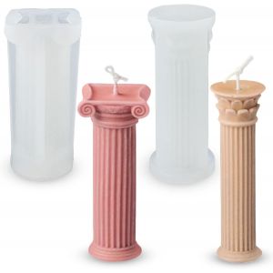 2 Pièces Moule À Bougie Silicone Moule, Silicone Bougies Moules De Coulée, Colonne Romaine Moule À Bougie Résine Époxy Bougies Moules Artisanat En Résine Décorations - Neuf