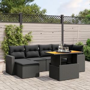 Prolenta Premium - Salon De Jardin 7 Pcs Avec Coussins Noir R&eacute;sine Tress&eacute;e - Neuf