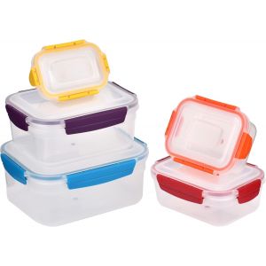 Checarzhn--No1-Lot De 5 Boîtes De Conservation Hermétiques En Plastique Avec Couvercles, Sans Bpa, Anti-Fuite Pour Cuisine Et Garde-Manger - Neuf