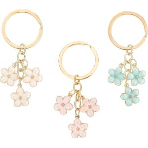 KAL-3 Porte-Cl&eacute;s Esth&eacute;tiques En Forme De Fleur Pour Femme, Mini Porte-Cl&eacute;s Pour Sac &Agrave; Dos, Sac &Agrave; Main, Accessoires Pour Femme Et Fille(Rose, Blanc, Bleu) - Neuf