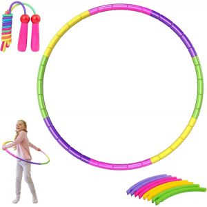 Hula Hoop-Corde À Sauter Pour Enfants À Partir De 4 Ans-Cerceau Assemblé Avec 8 Pièces-Diamètre : 70 Cm-Poids Réglable-Pour Fitness En Plein Air,Gymnastique - Neuf