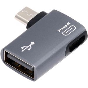 Nfhk Adaptateur Hôte Otg Micro Usb 2.0 Vers Type A Femelle Coudé À 90 Degrés Avec Alimentation Usb Pour Téléphone Et Tablette, Nf-U2-009-Ri[Z1240] - Neuf