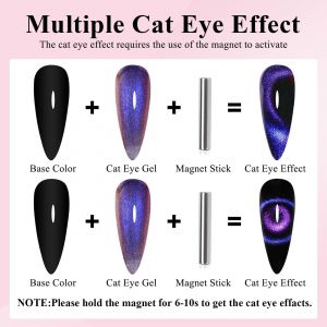 Vernis Semi Permanent Magn&eacute;tique, 15ml 9d Cat Eye Gel Nail Polish Bleu Cam&eacute;l&eacute;on Holographique Cateye Vernis Gel Uv Avec Aimant Glitter Galaxy Uv Led Vernis &Agrave; Ongles Gels Diy Nail Art Kit - Neuf