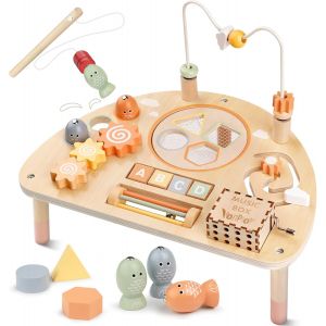 JGD-Table Activit&eacute; B&eacute;b&eacute; Jouet Bebe 2 an Jouet Montessori Jouets en Bois Sensoriels Labyrinthe de Perles Jouet Trieur de Formes Cadeau Bebe 2 3 4 an - Neuf