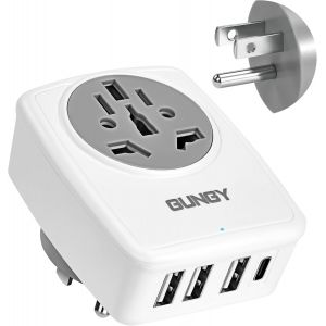 KALANKA-Adaptateur Prise Americaine Adaptateur Prise France vers USA Adaptateur de Voyage avec 3 USB et 1 Type C Adaptateur Prise Universelle pour Canada Mexique Type B - Neuf