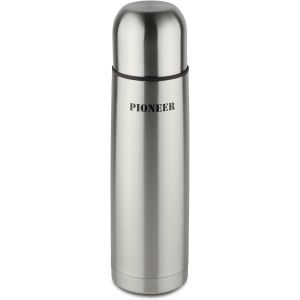 Bouteille Isotherme À Double Paroi Sans Bpa En Acier Inoxydable 18/10 Avec Bouton-Poussoir Et Gobelet - 0.35l, Argent, 8 Heures Chaud, 100% Étanche - Neuf