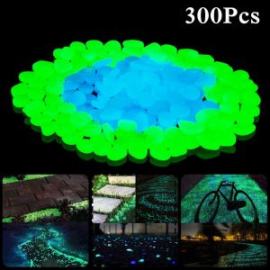 Galets lumineux, 300 pièces, bleu vert, décoratifs, pour jardin, aquarium, allée, pépinière - Neuf