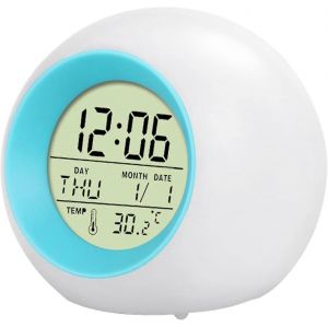 Jouet d'horloge pour enfants - Lumière de réveil ronde avec haut-parleur Bluetooth pour enfants Garçons Filles Chambre Large - Neuf