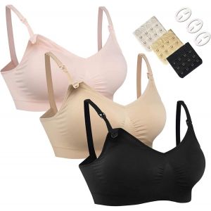 Soutien-Gorge De Maternité Et D'allaitement Sans Couture Pour L'allaitement Et Le Sommeil Pendant La Grossesse, Avec Rallonges De Soutien-Gorge Et Clips Supplémentaires - Neuf
