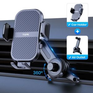 Topk Support Pour Téléphone De Voiture Support De Téléphone De Voiture Super Stable Pour Tableau De Bord De Voiture/Pare-Brise/Évent D'air Compatible Avec Tous Les Téléphones Mobil.Air Vent 2. - Neuf