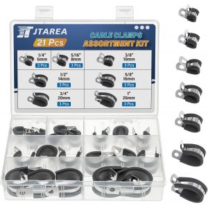 7Tailles Colliers de Serrage en Acier Inoxydable P Clips de Serrage en Caoutchouc Set 6mm 8mm 10mm 14mm 16mm 20mm 26mm Colliers de Fixation de Tubes P-Clips - Neuf