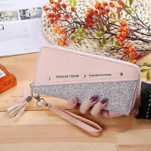 Les Femmes Porte-Monnaie Sac D'Embrayage Paillettes &Eacute;pissage En Cuir Pu Fermeture &Agrave; Glissi&egrave;re De La Carte Titulaire T&eacute;l&eacute;phone Portable Mini - Neuf