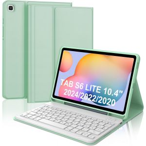 Clavier pour Samsung Galaxy Tab S6 Lite 10.4 Pouces 2024/2022/2020, &Eacute;tui Clavier pour Tab S6 Lite Bluetooth Magn&eacute;tique Amovible Fran&ccedil;ais AZERTY Layout, Vert Clair - Neuf