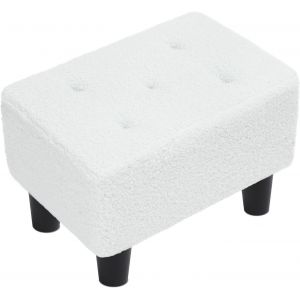 Sjzg-Tabouret Pouf Pour Les Pieds, Repose-Pieds En Peluche Imit&eacute;e D'ours, Pour Le Salon, La Chambre &Agrave; Coucher Et Le Bureau, 36x25x26 Cm, Blanc Cr&egrave;me - Neuf