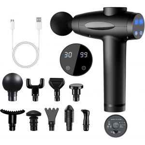 Pistolet De Massage, Musculaire Massage Gun Avec &Eacute;cran Lcd 9 Embouts, Masser Les Muscles 30 Niveaux R&eacute;glables Pour Dos &Eacute;paules, Jambe, Muscle, Cadeau Anniversaire Femme & Homme - Neuf