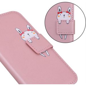 TRAHOO-&Eacute;tui de protection en cuir synth&eacute;tique pour Samsung Galaxy A15 4G/5G, avec fonction support, fermeture magn&eacute;tique, motif de lapin rose - Neuf