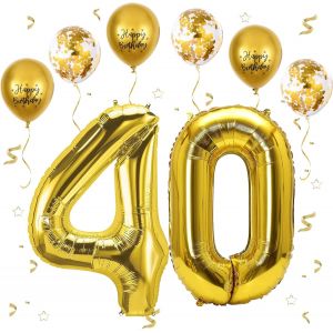 Ballon Anniversaire 40 Ans Or,101 CM Ballon Chiffre 40,Happy Birthday Decoration Ballons 40 Anniversaire Ballon,Décoration Ballon Numéro pour 40-Vole à l'Hélium - Neuf