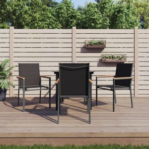 Prolenta Premium - Ensemble &Agrave; Manger De Jardin 5 Pcs Noir Textil&egrave;ne Et Acier - Neuf