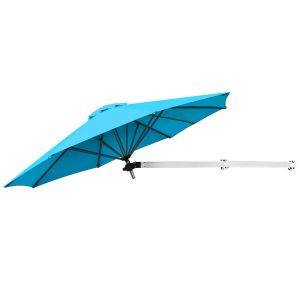 Parasol Mural 250 X 184 Cm R&eacute;glable Inclin&eacute; Avec &Eacute;vent Design Moderne En Aluminium Bleu Helloshop26 20_0013019 - Neuf