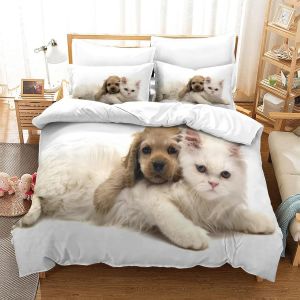 Sets Housse De Couette Avec Taies D'oreiller Mode Unique D Chiot Et Chaton Microfibre Literie Parure De Lit Linge De Lit Avec Single&pound;&iquest;Xcm&pound;&copy; - Neuf