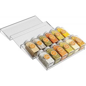 Tianyi-Organiseur De Tiroir &Agrave; &Eacute;pices &Agrave; 4 Niveaux, Plateau D'assaisonnement R&eacute;glable En Plastique Transparent Pour Tiroirs De Cuisine, Armoires, Comptoirs, Rangement Extensible Pour Pots &Agrave; &Eacute;pices - Neuf