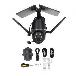 XYONG Camera de surveillance solaire 1080p, 3 MP, 360¡ã, sans fil, intelligente, pour exterieur, etanche IP65, 4G, AU - Neuf