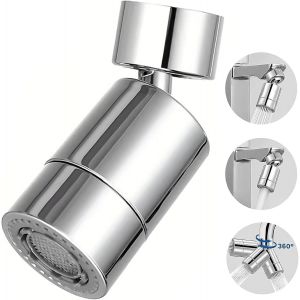 KALANKA-360° Pivotant Aérateur de Robinet, 2 Modes Embout Robinet Cuisine, Mousseur Robinet Economie Eau, Pour Robinet Pour lavabo de Cuisine de Salle de Bain (Argent) - Neuf
