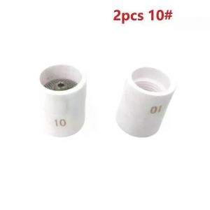 2Pcs 10 12 Tasse en céramique pour torche de soudage TIG WP-17 / 18 / 26 / 9 / 20 Agon Arc Soudage Tasse en céramique blanche Pièces d'outil de soudage - Neuf