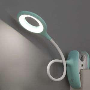 Lampe de Lecture LED Lampes Clips Lampe de Bureau pour enfant avec Cou Flexible USB rechargeable eReaders étudier le travail, Rose - Neuf