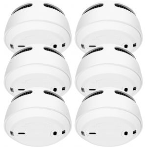 JGD-Detecteur de Fum&eacute;e, 6 Pi&egrave;ces D&eacute;tecteur de Fum&eacute;e Batterie de 10 Ans Alarme Incendie Detecteur Fumee, Bouton Test/Silence, 85 DB, Blanc - Neuf