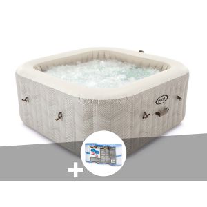 Kit spa gonflable Intex PureSpa Chevron carr&eacute; Bulles 4 places + 6 filtres - Neuf
