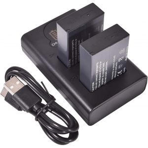 MEVRONISSHOP-DSTE 2X LP-E17 Rechange Batterie + Dual USB Charger avec &eacute;cran LCD Compatible pour Canon R10, EOS M3, M5, 77D, 750D, 760, 8000D, 9000D, Kiss X8i, Rebel T6i, Rebel T6s Digital SLR Cam&eacute;ra - Neuf