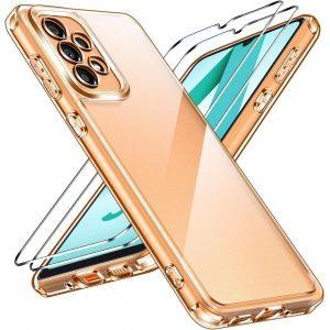 Anti-Jaunissement Hd Clair Coque Pour Samsung Galaxy A33 5g Avec 2 Pièces Verre Trempé, [Protection Militaire] Transparente Étui De Protection Antichoc Mince Bumper Housse - Neuf