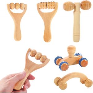 Kal-Kit De Massage En Bois, Kit 5 Pièces Maderotherapie Kit,Massages En Bois De Qualité Supérieure Outils,Pour Anti Cellulite,Drainage Lymphatique,Massage Et Relaxation (Whole Body Massage) - Neuf